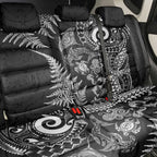 New Zealand Sea Animals Back Car Seat Cover with Maori Koru Tribal Tattoo and Silver Ferns Black Color