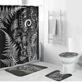 New Zealand Sea Animals Bathroom Set with Maori Koru Tribal Tattoo and Silver Ferns Black Color