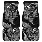 New Zealand Sea Animals Car Mats with Maori Koru Tribal Tattoo and Silver Ferns Black Color