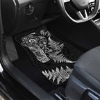 New Zealand Sea Animals Car Mats with Maori Koru Tribal Tattoo and Silver Ferns Black Color