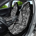 New Zealand Sea Animals Car Seat Cover with Maori Koru Tribal Tattoo and Silver Ferns Black Color