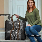 New Zealand Sea Animals Travel Bag with Maori Koru Tribal Tattoo and Silver Ferns Black Color