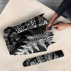 New Zealand Sea Animals Umbrella with Maori Koru Tribal Tattoo and Silver Ferns Black Color
