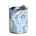 New Zealand Sea Animals Laundry Basket with Maori Koru Tribal Tattoo and Silver Ferns Galaxy Style
