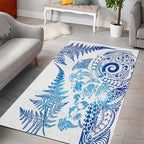 New Zealand Sea Animals Area Rug with Maori Koru Tribal Tattoo and Silver Ferns Galaxy Style