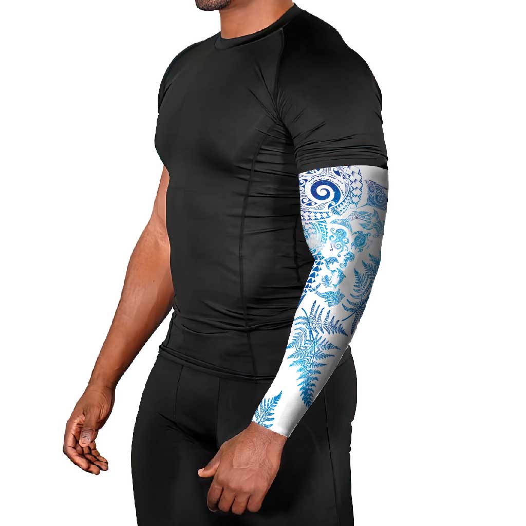 New Zealand Sea Animals Arm Sleeves with Maori Koru Tribal Tattoo and Silver Ferns Galaxy Style