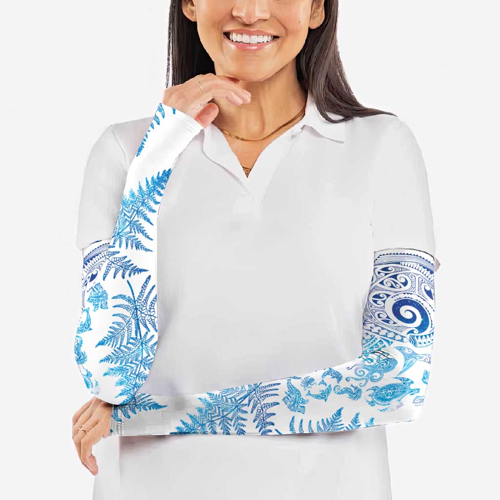 New Zealand Sea Animals Arm Sleeves with Maori Koru Tribal Tattoo and Silver Ferns Galaxy Style