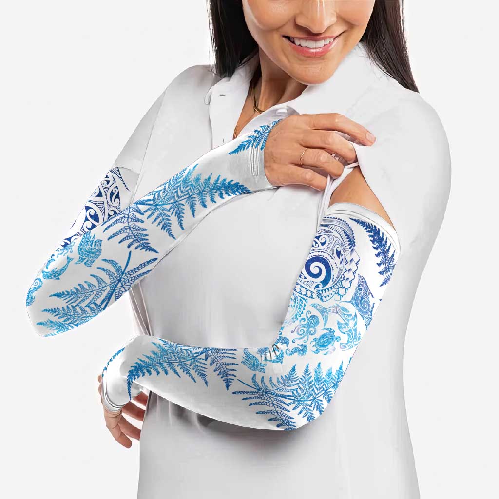 New Zealand Sea Animals Arm Sleeves with Maori Koru Tribal Tattoo and Silver Ferns Galaxy Style
