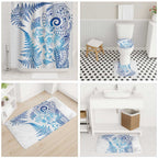 New Zealand Sea Animals Bathroom Set with Maori Koru Tribal Tattoo and Silver Ferns Galaxy Style