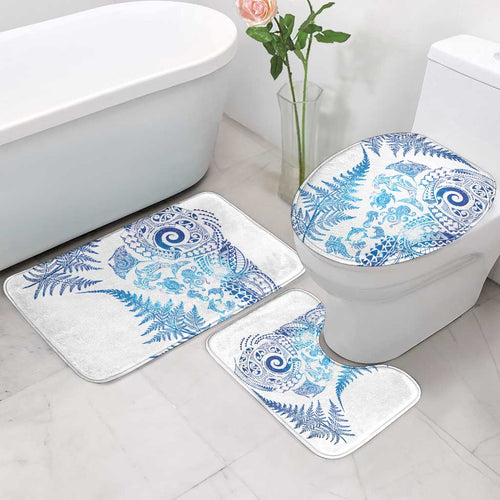New Zealand Sea Animals Bathroom Set with Maori Koru Tribal Tattoo and Silver Ferns Galaxy Style