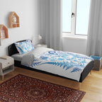 New Zealand Sea Animals Bedding Set with Maori Koru Tribal Tattoo and Silver Ferns Galaxy Style