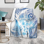 New Zealand Sea Animals Blanket with Maori Koru Tribal Tattoo and Silver Ferns Galaxy Style