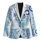 New Zealand Sea Animals Blazer with Maori Koru Tribal Tattoo and Silver Ferns Galaxy Style