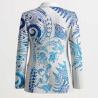 New Zealand Sea Animals Blazer with Maori Koru Tribal Tattoo and Silver Ferns Galaxy Style