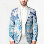 New Zealand Sea Animals Blazer with Maori Koru Tribal Tattoo and Silver Ferns Galaxy Style