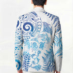 New Zealand Sea Animals Blazer with Maori Koru Tribal Tattoo and Silver Ferns Galaxy Style