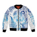 New Zealand Sea Animals Bomber Jacket with Maori Koru Tribal Tattoo and Silver Ferns Galaxy Style
