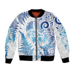 New Zealand Sea Animals Bomber Jacket with Maori Koru Tribal Tattoo and Silver Ferns Galaxy Style