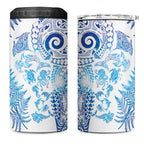New Zealand Sea Animals 4 in 1 Can Cooler Tumbler with Maori Koru Tribal Tattoo and Silver Ferns Galaxy Style