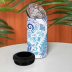 New Zealand Sea Animals 4 in 1 Can Cooler Tumbler with Maori Koru Tribal Tattoo and Silver Ferns Galaxy Style