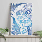 New Zealand Sea Animals Canvas Wall Art with Maori Koru Tribal Tattoo and Silver Ferns Galaxy Style