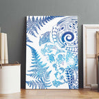 New Zealand Sea Animals Canvas Wall Art with Maori Koru Tribal Tattoo and Silver Ferns Galaxy Style
