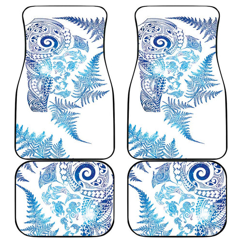 New Zealand Sea Animals Car Mats with Maori Koru Tribal Tattoo and Silver Ferns Galaxy Style