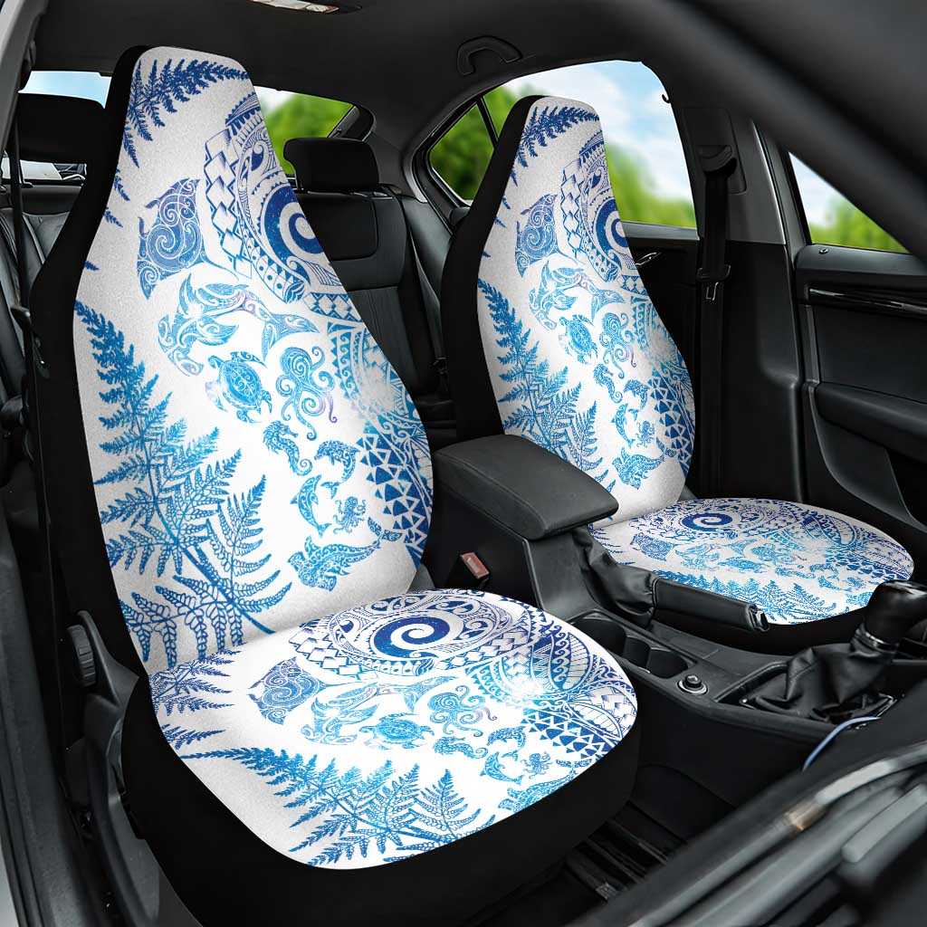 New Zealand Sea Animals Car Seat Cover with Maori Koru Tribal Tattoo and Silver Ferns Galaxy Style