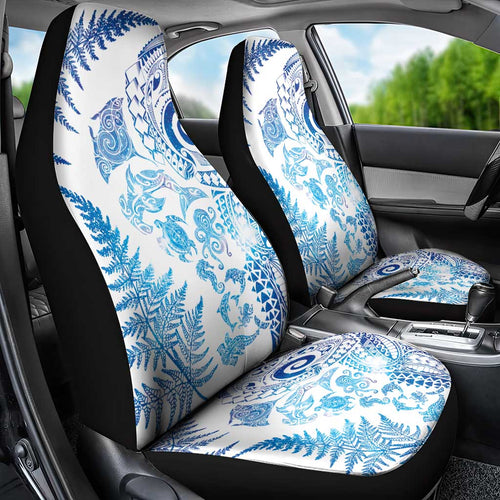 New Zealand Sea Animals Car Seat Cover with Maori Koru Tribal Tattoo and Silver Ferns Galaxy Style