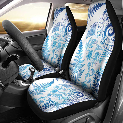 New Zealand Sea Animals Car Seat Cover with Maori Koru Tribal Tattoo and Silver Ferns Galaxy Style