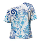New Zealand Sea Animals Cross Shoulder Shirt with Maori Koru Tribal Tattoo and Silver Ferns Galaxy Style