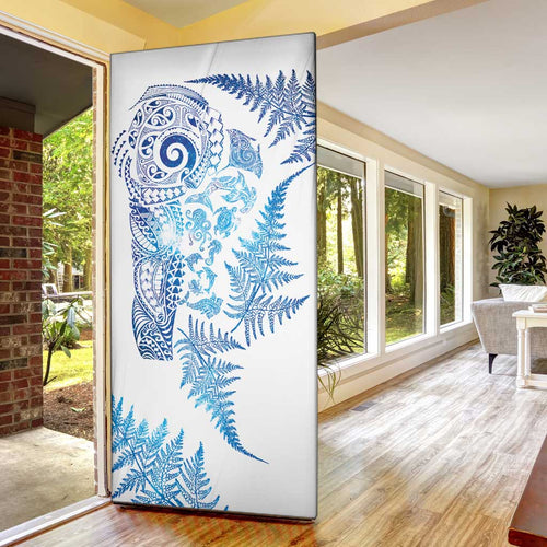 New Zealand Sea Animals Door Cover with Maori Koru Tribal Tattoo and Silver Ferns Galaxy Style