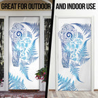 New Zealand Sea Animals Door Cover with Maori Koru Tribal Tattoo and Silver Ferns Galaxy Style