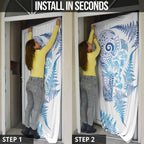 New Zealand Sea Animals Door Cover with Maori Koru Tribal Tattoo and Silver Ferns Galaxy Style