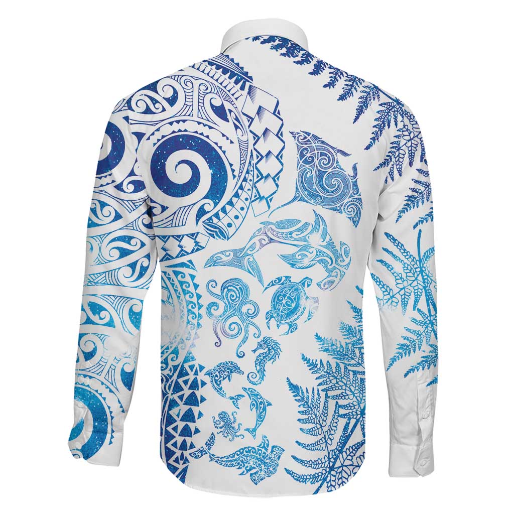 New Zealand Sea Animals Family Matching Mermaid Dress and Hawaiian Shirt with Maori Koru Tribal Tattoo and Silver Ferns Galaxy Style