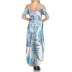 New Zealand Sea Animals Family Matching Summer Maxi Dress and Hawaiian Shirt with Maori Koru Tribal Tattoo and Silver Ferns Galaxy Style