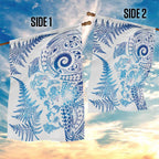 New Zealand Sea Animals Garden Flag with Maori Koru Tribal Tattoo and Silver Ferns Galaxy Style