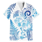 New Zealand Sea Animals Hawaiian Shirt with Maori Koru Tribal Tattoo and Silver Ferns Galaxy Style