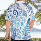 New Zealand Sea Animals Hawaiian Shirt with Maori Koru Tribal Tattoo and Silver Ferns Galaxy Style