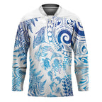 New Zealand Sea Animals Hockey Jersey with Maori Koru Tribal Tattoo and Silver Ferns Galaxy Style