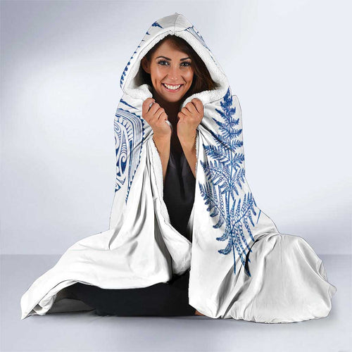 New Zealand Sea Animals Hooded Blanket with Maori Koru Tribal Tattoo and Silver Ferns Galaxy Style