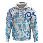 New Zealand Sea Animals Hoodie with Maori Koru Tribal Tattoo and Silver Ferns Galaxy Style