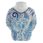 New Zealand Sea Animals Hoodie with Maori Koru Tribal Tattoo and Silver Ferns Galaxy Style