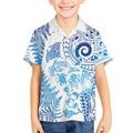 New Zealand Sea Animals Kid Hawaiian Shirt with Maori Koru Tribal Tattoo and Silver Ferns Galaxy Style