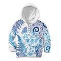New Zealand Sea Animals Kid Hoodie with Maori Koru Tribal Tattoo and Silver Ferns Galaxy Style