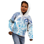 New Zealand Sea Animals Kid Hoodie with Maori Koru Tribal Tattoo and Silver Ferns Galaxy Style
