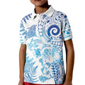 New Zealand Sea Animals Kid Polo Shirt with Maori Koru Tribal Tattoo and Silver Ferns Galaxy Style
