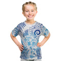 New Zealand Sea Animals Kid T Shirt with Maori Koru Tribal Tattoo and Silver Ferns Galaxy Style