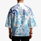 New Zealand Sea Animals Kimono with Maori Koru Tribal Tattoo and Silver Ferns Galaxy Style