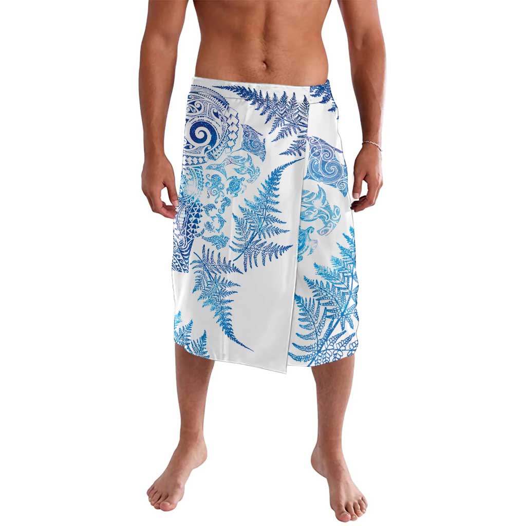 New Zealand Sea Animals Lavalava with Maori Koru Tribal Tattoo and Silver Ferns Galaxy Style